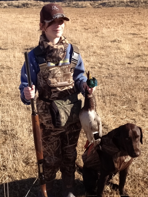 Maddie's first mallard on the fly.